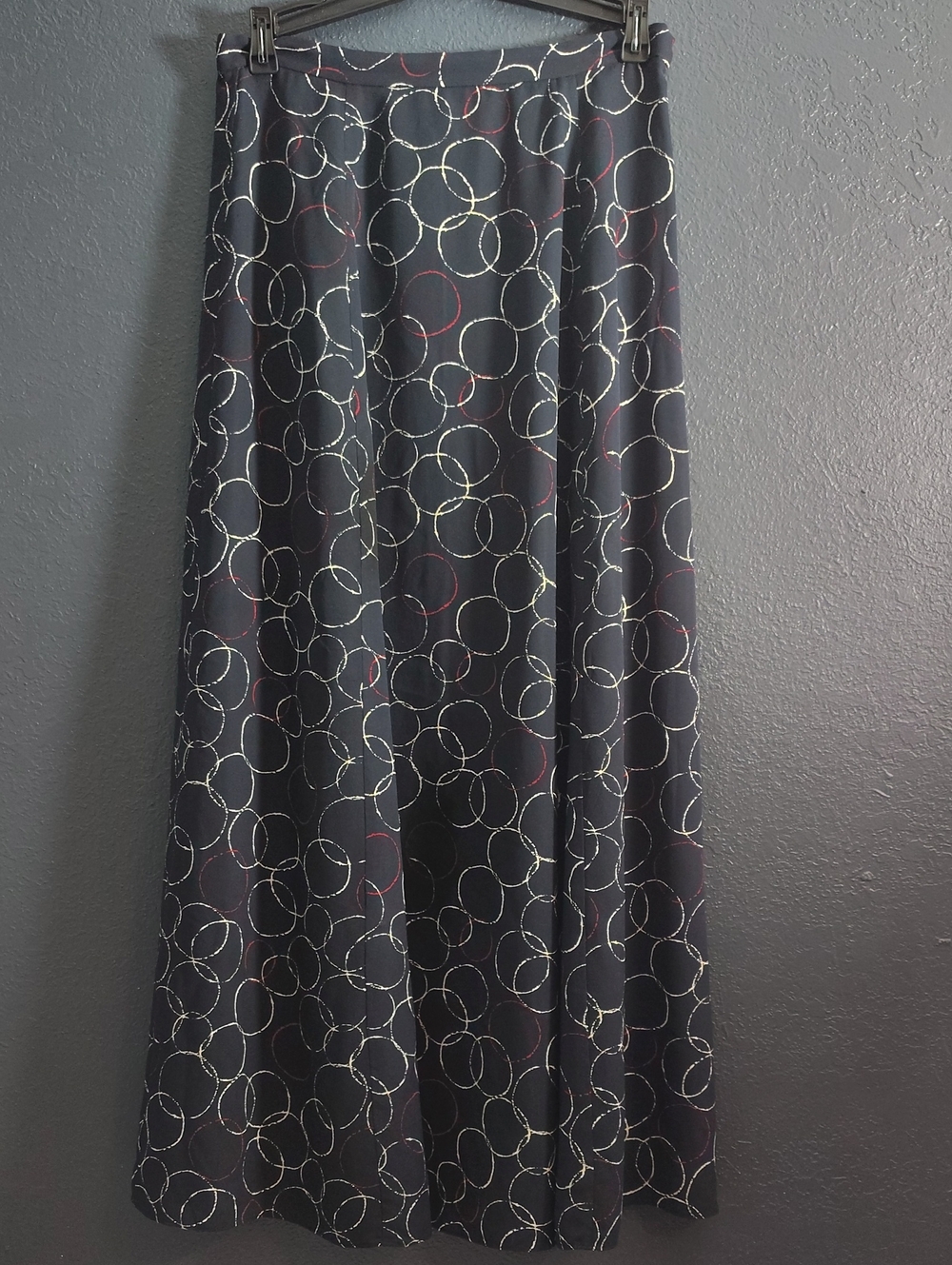DUE per DUE 100 Silk 90s/Y2k Geometric Circle Midi Skirt Academia Whimsical